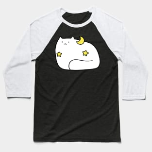 Stars and Moon White cat Baseball T-Shirt